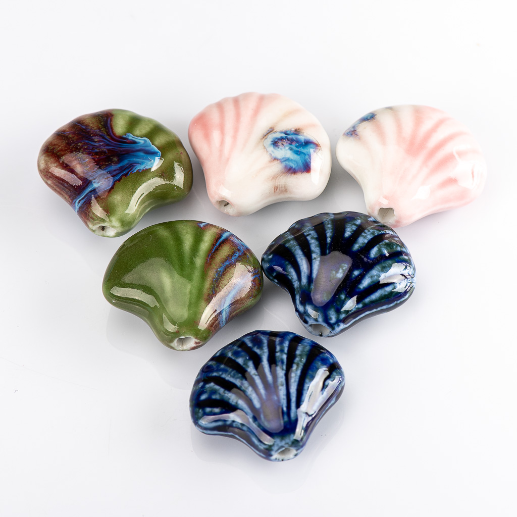 Snake Plant Ceramic - 32 # 2 ชิ้นหลากสีหอยเชลล์รูปร่างมารีนซีรีส์เซรามิกลูกปัดจี้สําหรับการทําเครื่องประดับ # มาย303