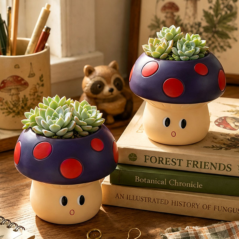 กระถางต้นไม้เรซินรูปเห็ดการ์ตู - Snake Plant Ceramic บทวิจารณ์และราคา